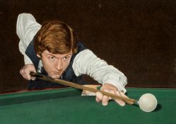 James Gray STEVE DAVIS SNOOKER WORLD CHAMPION oil on board circa 1980,