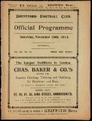 Brentford v Abertillery programme 28th November 1914,