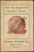 A programme for the Derby War Memorial Fund Football Match Steve Bloomer's "Old International" Team