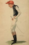 Seven Vanity Fair prints of jockeys, by Spy (one by Lib), unframed except for the first named,
