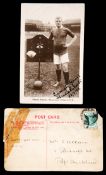 A signed portrait postcard of the Manchester United captain Charlie Roberts,
