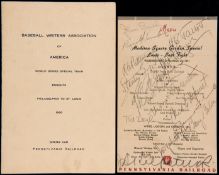 Signed Pennsylvania Railroad dining car menu from the "Madison Square Garden Special" service