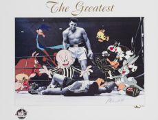 Muhammad Ali signed Warner Bros animation art cell titled "The Greatest", limited edition 215/750,