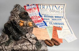 A collection of memorabilia relating to the Mansfield boxer Mick Miller,