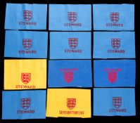 Twelve Football Association Wembley Stadium steward's armbands,