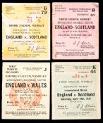 14 England football team ticket collection 1934 to 1945, England v Scotland 1934, 1936 (x3),