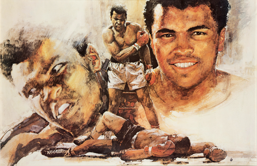 A group of four Muhammad Ali framed presentations,