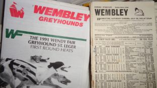 A large collection of Greyhound racecards, Wimbledon & Wembley the best represented,