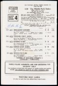 A group of 12 racecards, including the 1970 Middle Park Stakes at Newmarket won by Brigadier Gerard,