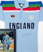 Signed Ian Botham England 1992 Benson & Hedges Cricket World Cup shirt, signed in black marker pen,