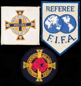 Trio of football referee shirt badges, F.I.F.A.