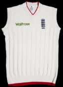 Alastair Cook England sleeveless cricket sweater, emblem,