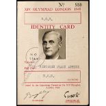 London 1948 Olympic Games identity card,