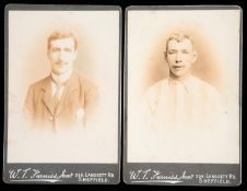 Two cabinet cards of the Sheffield Wednesday footballers Jimmy Massey and Jock Malloch,
