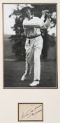 Walter Hagen autographed photographic presentation,