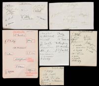 Six pre-war football team-group autographs, Fulham (15 autographs), Grimsby Town (10),
