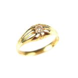 18 ct yellow gold diamond solitaire ring. The oval cut diamond weighing approx. 0.35 ct.