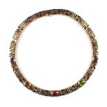 Bulgari 18 ct yellow gold multi-gem necklace.