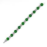 Exceptional 18 ct white gold jade and diamond bracelet.