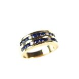 14 ct yellow gold sapphire and diamond ring.