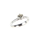 18 ct white gold diamond solitaire ring. The round brilliant cut diamond weighing approx. 0.35 ct.