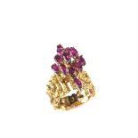14 ct yellow gold ruby marquise ring.