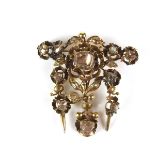 Yellow gold diamond pendant brooch, 19th century.