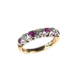 9 ct yellow gold ruby and diamond ring.