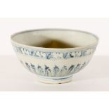 Glazed ceramic tea Cup, with white and blue decorations, Ming Dynasty, 17th Century, China, H cm 6.