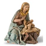 Polychrome terracotta, “Natività con Madonna e Bambino”, inscription 'A Britta 1825', H cm