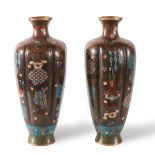 Couple of Cloisonné vases, Japan, 19th Century, H cm 31
