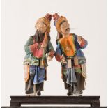 Couple of Chinese stucco, Qing Period, 19th Century, China, H cm 22