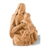 Polychrome terracotta, “Madonna con Bambino”,18th Century, H cm 36.6x19x15 (losses)