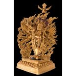 Sculpture laminated with gold depicting Padmasambhav, Nepal, 19th – 20th Century, H cm 31