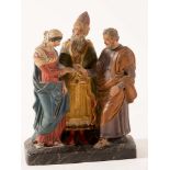 Polychrome terracotta, “Sposalizio di Giuseppe e Maria”, 19th Century, H cm 28.5x21.5x11.5 (small