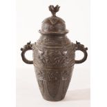 Bronze vase with top, China, 18th – 19th Century (?), H cm 26