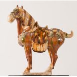 Big glazed terracotta horse, Qing Period, 19th Century, China, H cm 38