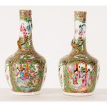 Coupleof porcelain vase with Canton decorations, 19th Century, China, H cm 25.5