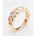 Anello fedina in oro giallo 18 ct con 5 diamanti taglio brillante di 1.10 ct - Purezza VS - colore H