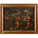 Scuola bolognese del sec XVII-XVIII - ÒLa pesca miracolosaÓ - olio su tela - H cm 83x108