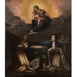 Camillo Ricci (1590 - 1626) - attribuito a - ÒMadonna con bambino in gloria con Santa Chiara d'