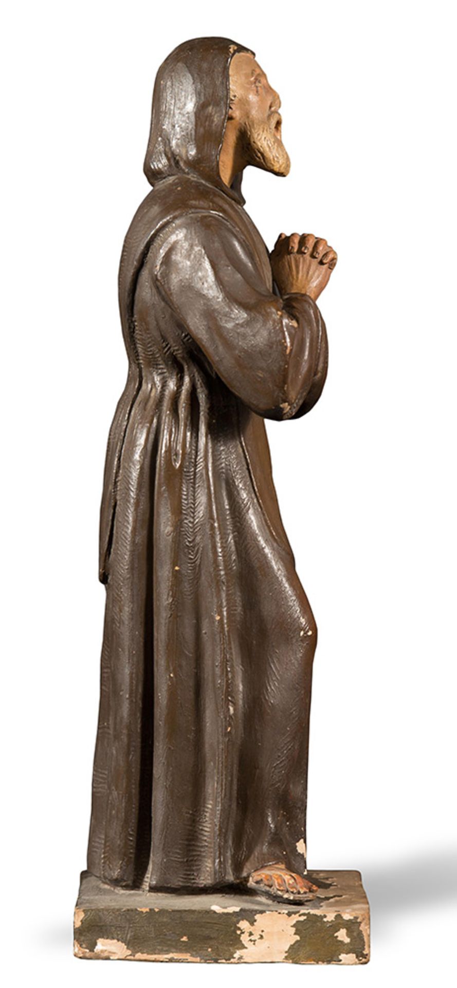 Polychromed terracotta sculpture, "San Francesco da Paola", 18th Century - Image 2 of 2