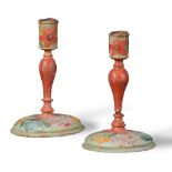 Pair of lacquered wood candlesticks, Veneto, late 18th Century