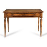 Walnut desk table with threads, a drawer on the front, Marche