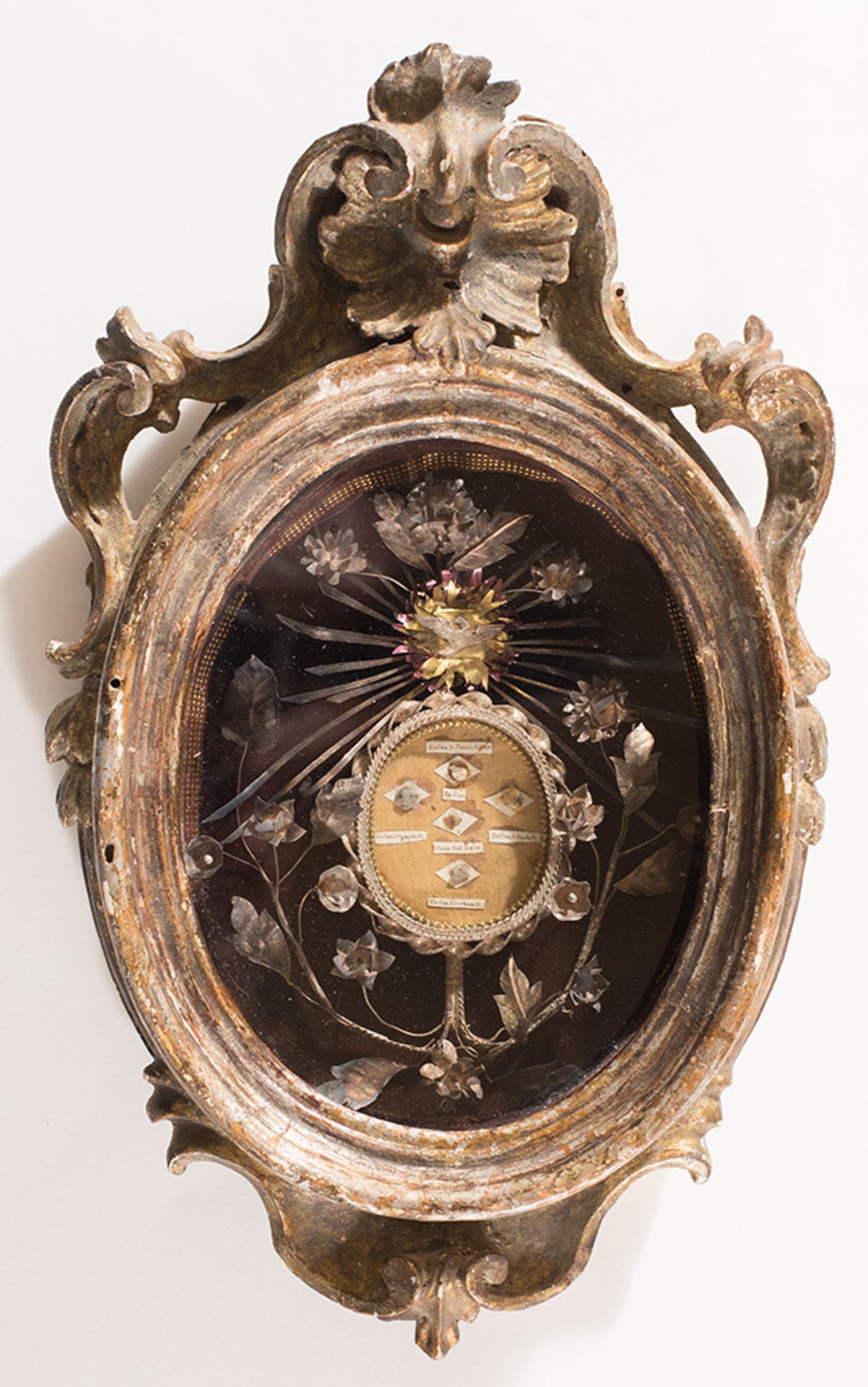 Silver filigree Relic, silvered frame, 18th Century