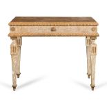 Small lacquered and giltwood console, lacuqred top to imitate marble, Marche, 19th Century