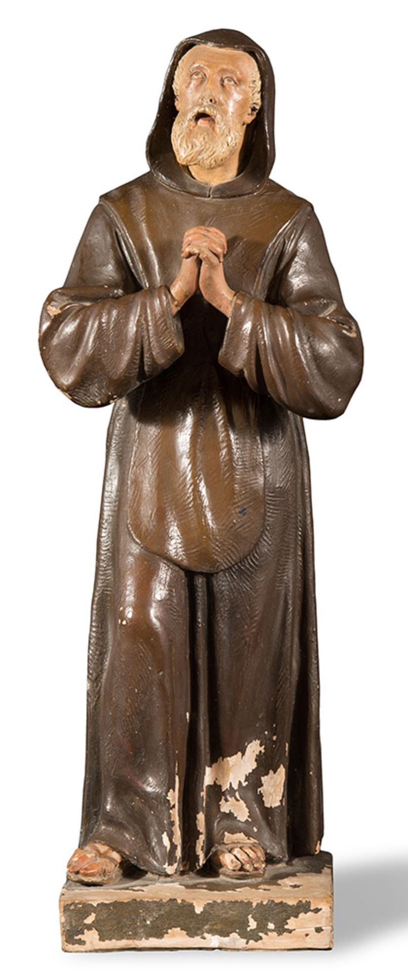 Polychromed terracotta sculpture, "San Francesco da Paola", 18th Century