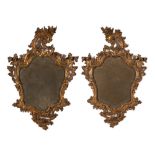 Pair of carved and giltwood mirrors, Sicily, 18th Century