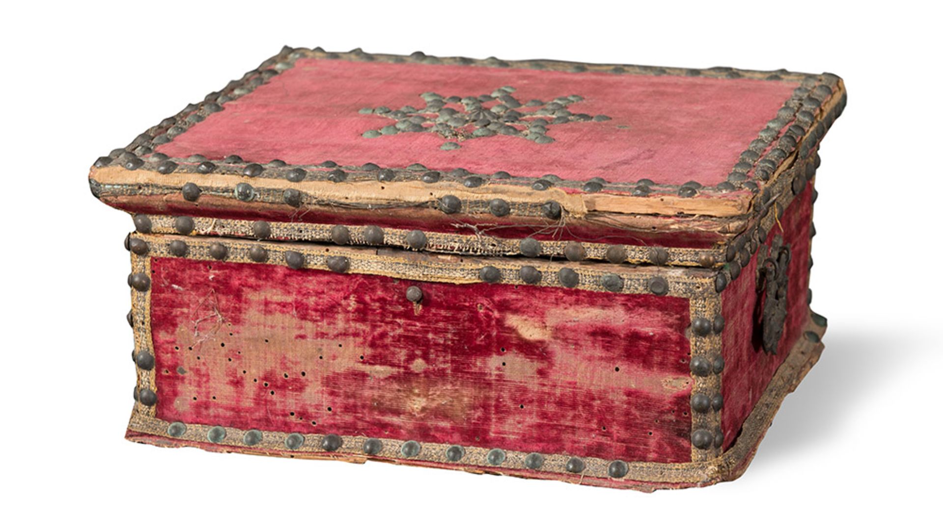 Red velvet-covered wooden box, 18th Century