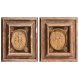 Pair of relief wax medallions, "Cristo Crocifisso" and "Deposizione del Cristo"